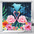 Kanaka Flamingo Couple Rose Hibiscus Plumeria Shower Curtain - Love Universe - AH 177 x 172 (cm) Galaxy - Polynesian Pride