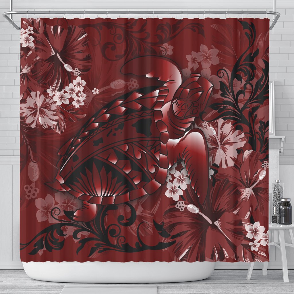 hawaiiShower Curtain - Hawaii Turtle Magenta Shower Curtain 177 x 172 (cm) Red - Polynesian Pride