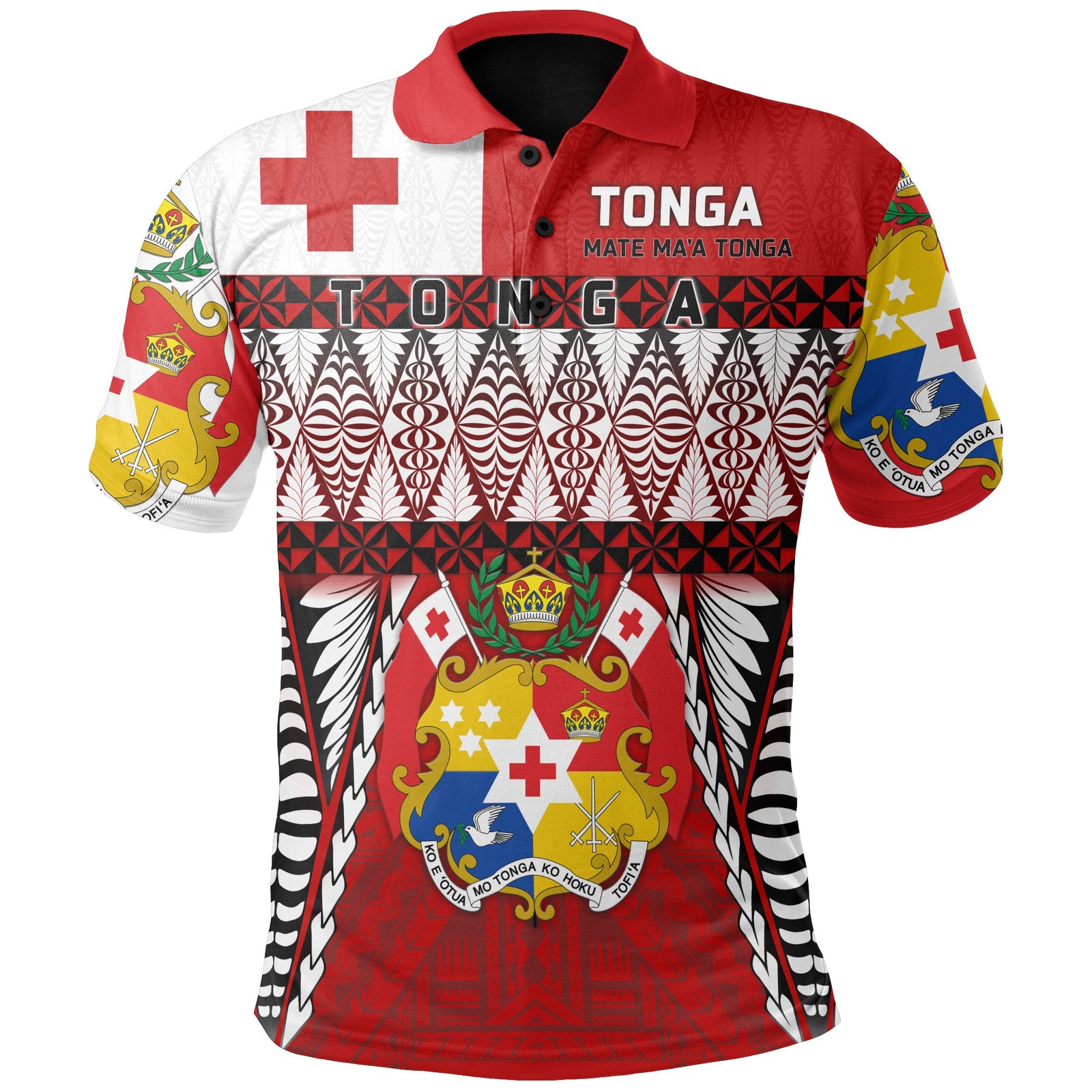 Tonga Polo Shirt Mate Maa Tonga Rugby Style Red - Polynesian Pride