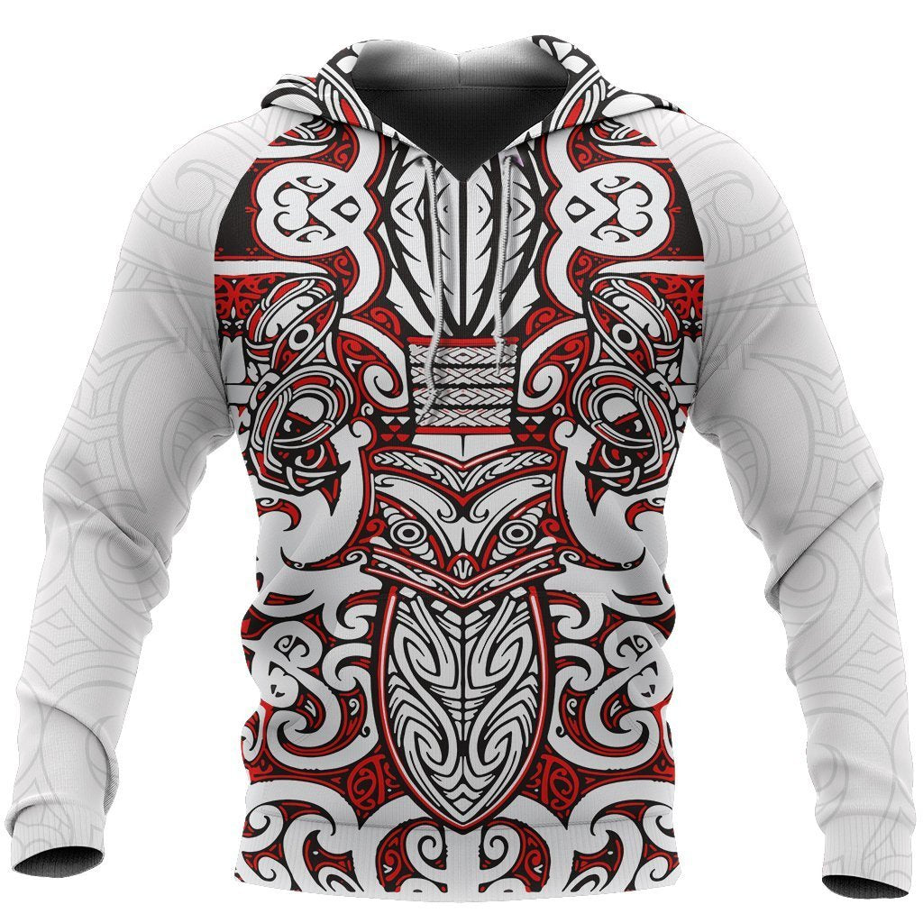 New Zealand Rugby Hoodie - Warriors Maori Tattoo Hoodie White - Polynesian Pride