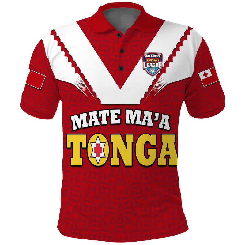 Custom Mate Maa Tonga Rugby Polo Shirt Tongan Kupesi Red Style LT9 Red - Polynesian Pride