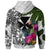 Wallis and Futuna Zip up Hoodie White Turtle Plumeria Banana Leaf - Polynesian Pride