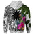 Nauru Zip up Hoodie White Turtle Plumeria Banana Leaf - Polynesian Pride