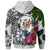 Niue Zip up Hoodie White Turtle Plumeria Banana Leaf - Polynesian Pride