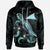 Tokelau Polynesian Hoodie Turtle With Blooming Hibiscus Turquoise Unisex Turquoise - Polynesian Pride