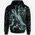 Fiji Polynesian Hoodie Turtle With Blooming Hibiscus Turquoise Unisex Turquoise - Polynesian Pride