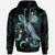 New Caledonia Polynesian Hoodie Turtle With Blooming Hibiscus Turquoise Unisex Turquoise - Polynesian Pride