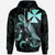 Wallis and Futuna Polynesian Hoodie Turtle With Blooming Hibiscus Turquoise Unisex Turquoise - Polynesian Pride