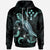 Kosrae Polynesian Hoodie Turtle With Blooming Hibiscus Turquoise Unisex Turquoise - Polynesian Pride