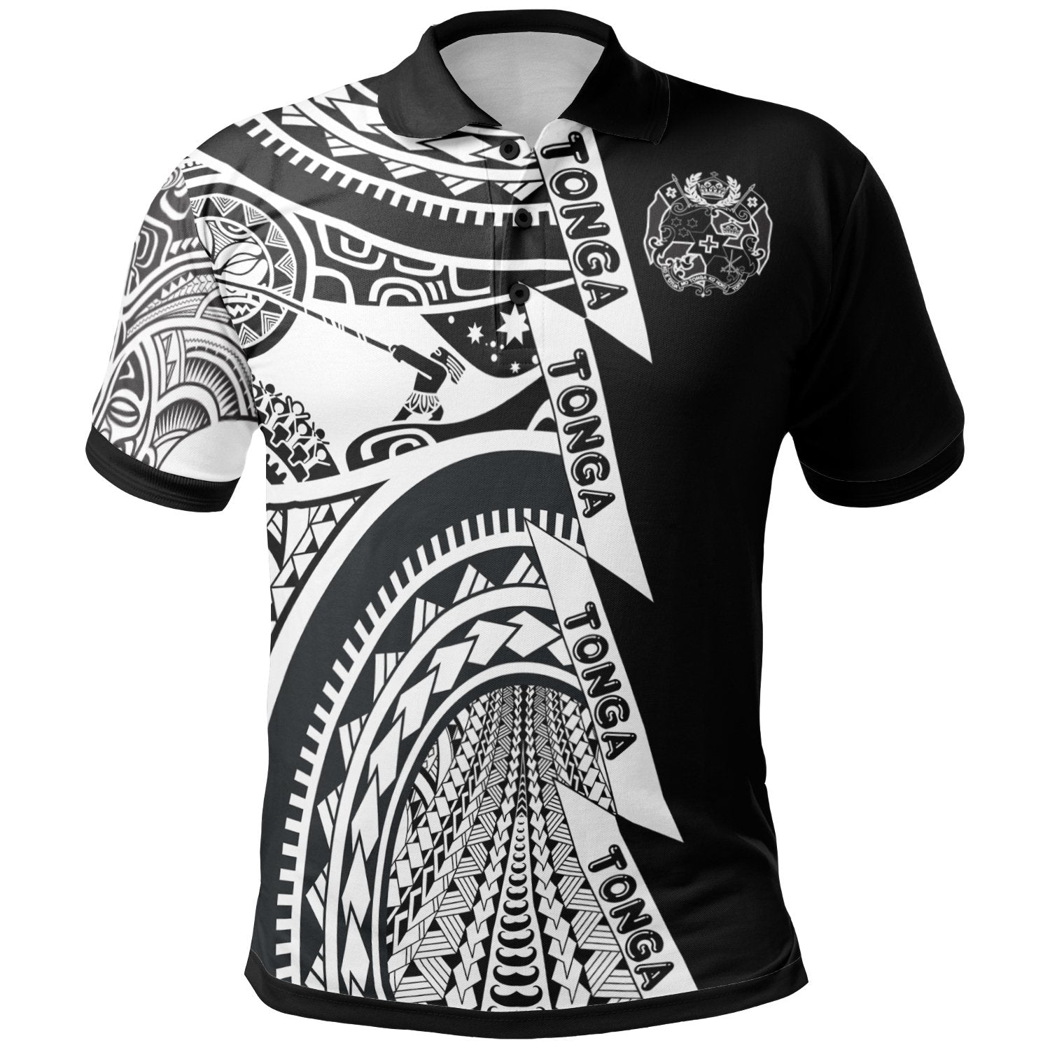 Polynesian Tonga Polo Shirt Maui Moana Tattoo with Seal Tonga Unisex White - Polynesian Pride