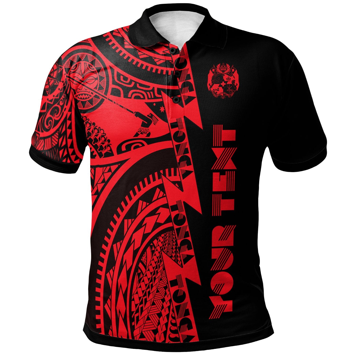 Custom Polynesian Tonga Polo Shirt Maui Moana Tattoo with Seal Tonga Unisex Red - Polynesian Pride