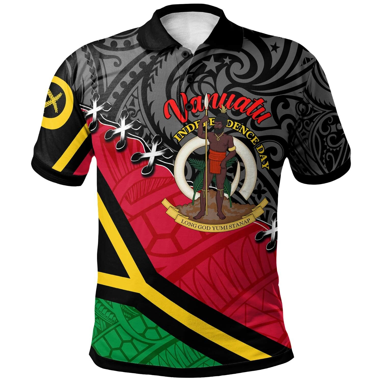 Vanuatu Polo Shirt Custom Vanuatu Independence Anniversary with Coat of Arms and Polynesian Polo Shirt LT10 Green - Polynesian Pride