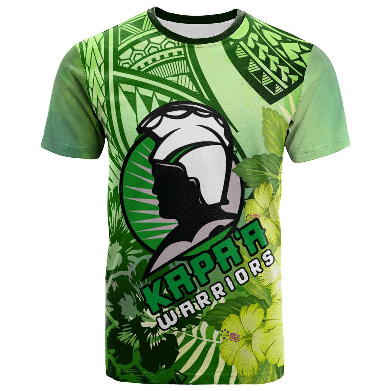 Hawaii Custom Polynesian T Shirt Kapaa High School Hawaiian Warrior Polynesian Culture Hibicus LT10 Green - Polynesian Pride