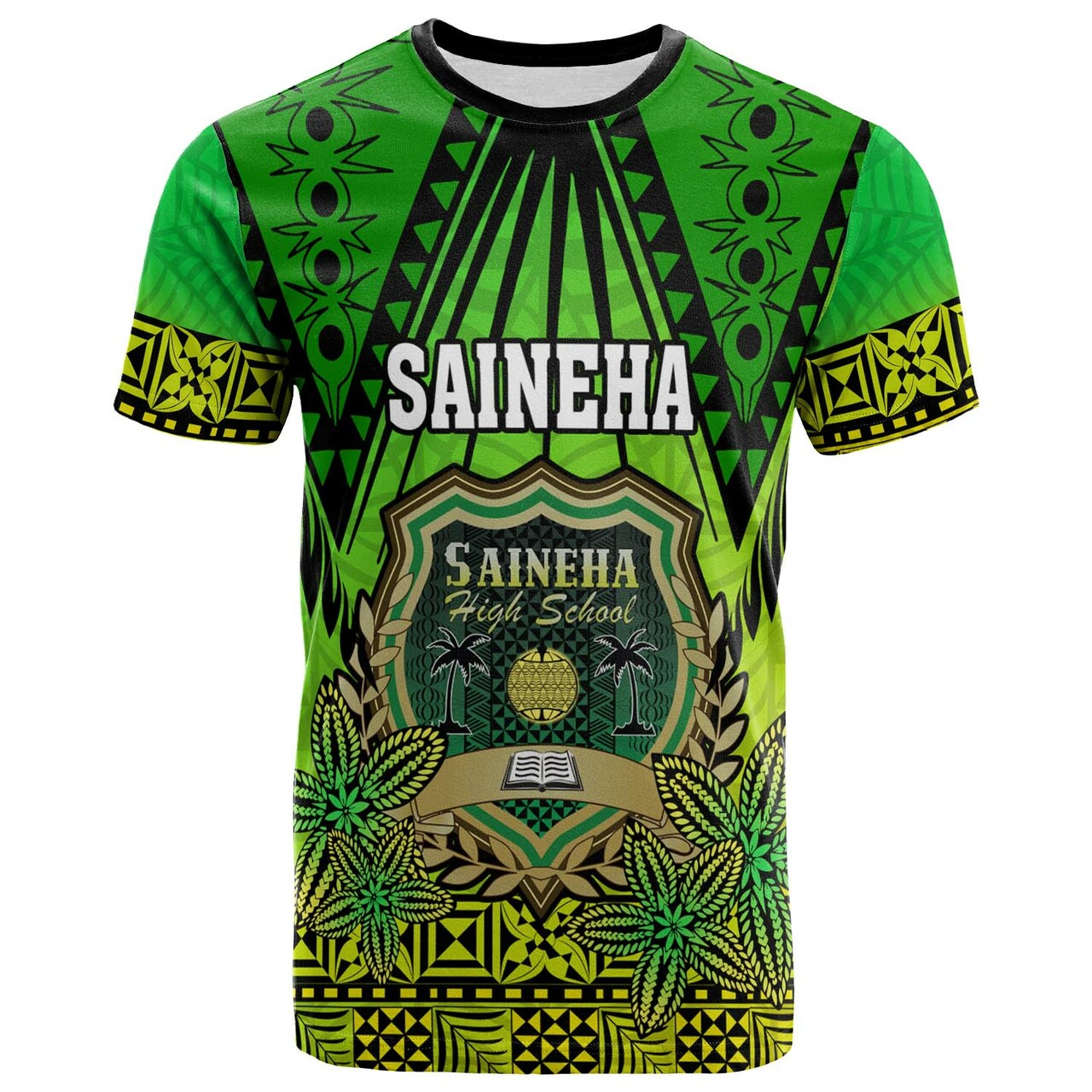 Tonga Polynesian T Shirt Saineha High School with Tonga Patterns and Polynesian Culture LT10 Green - Polynesian Pride