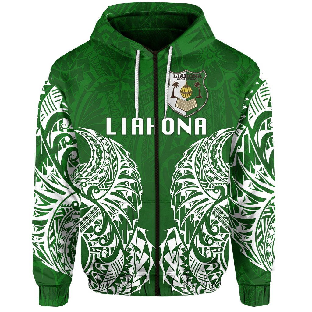 Liahona High School Zip Hoodie Version 2 Unisex Green - Polynesian Pride