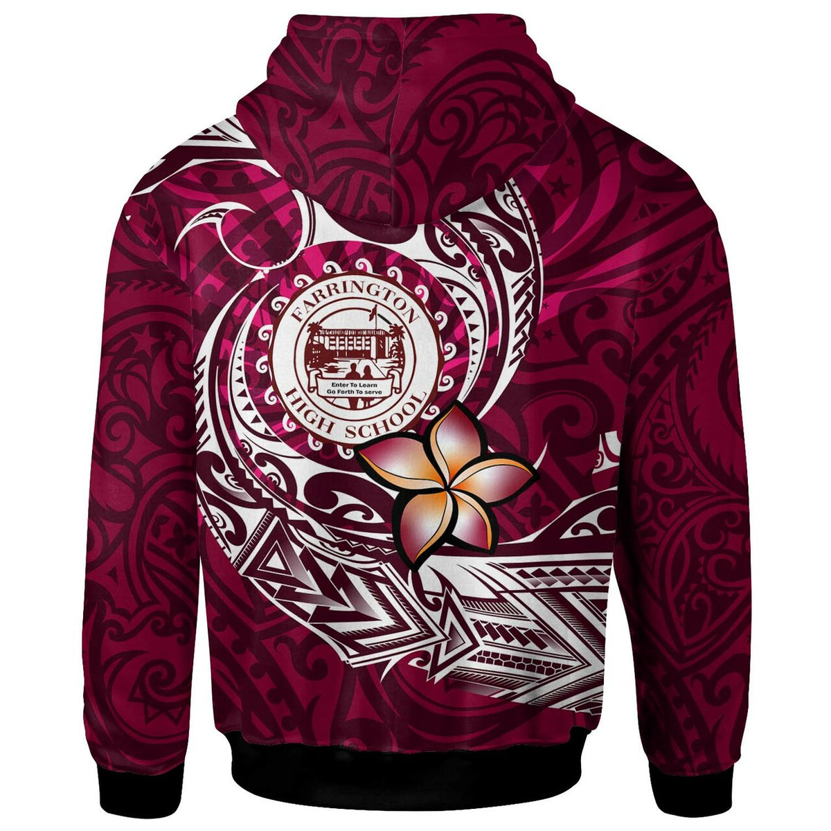 Hawaii Custom Hoodie Farrington High School Maroon Polynesian Patterns LT10 - Polynesian Pride
