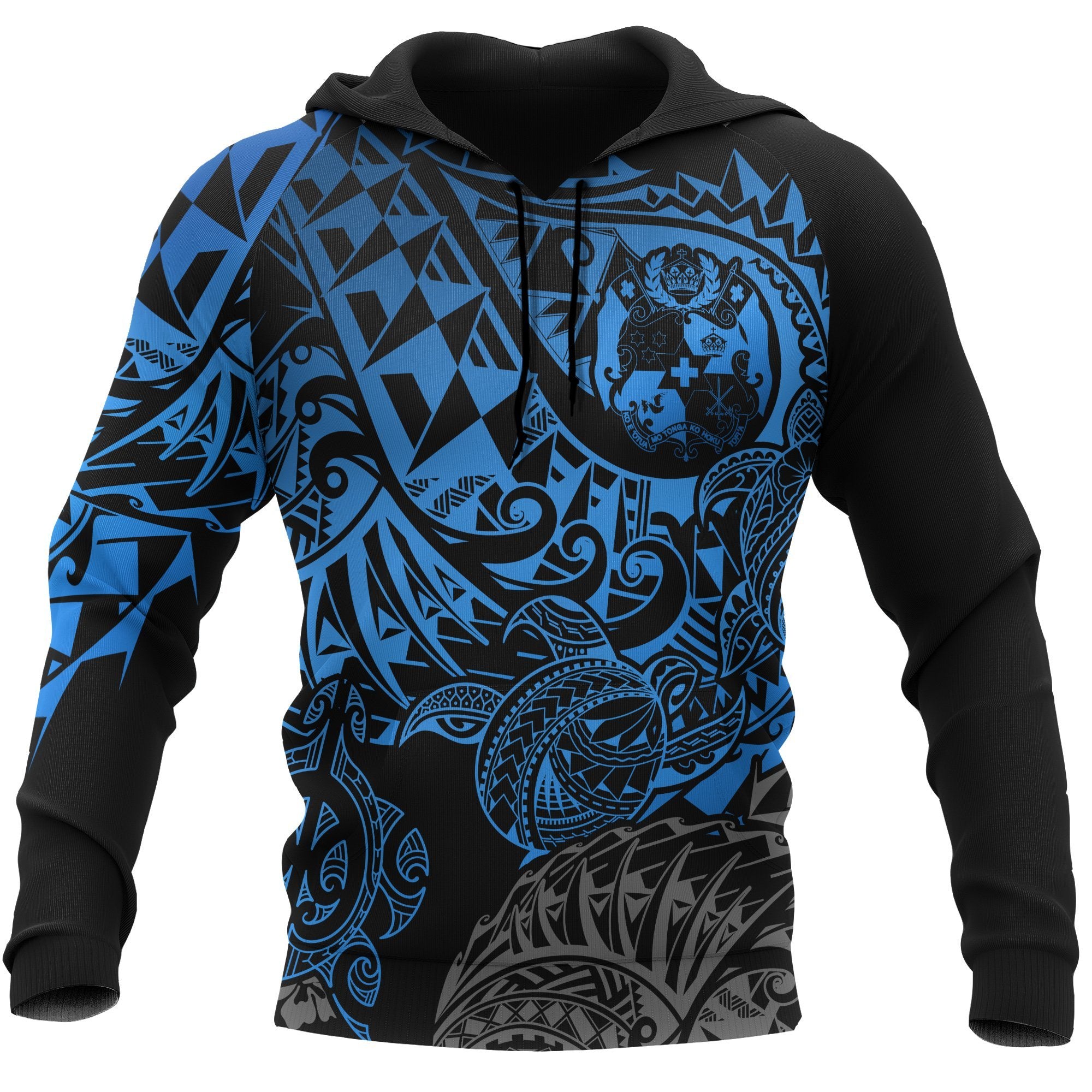 Tonga Polynesian Hoodie Blue Turtle Flowing Unisex Blue - Polynesian Pride