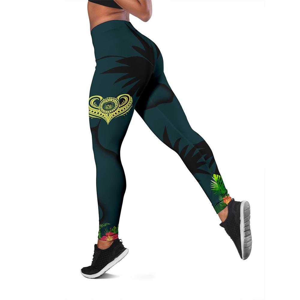 Polynesian Hawaii Women's Legging - Heart with Green - Polynesian Pride