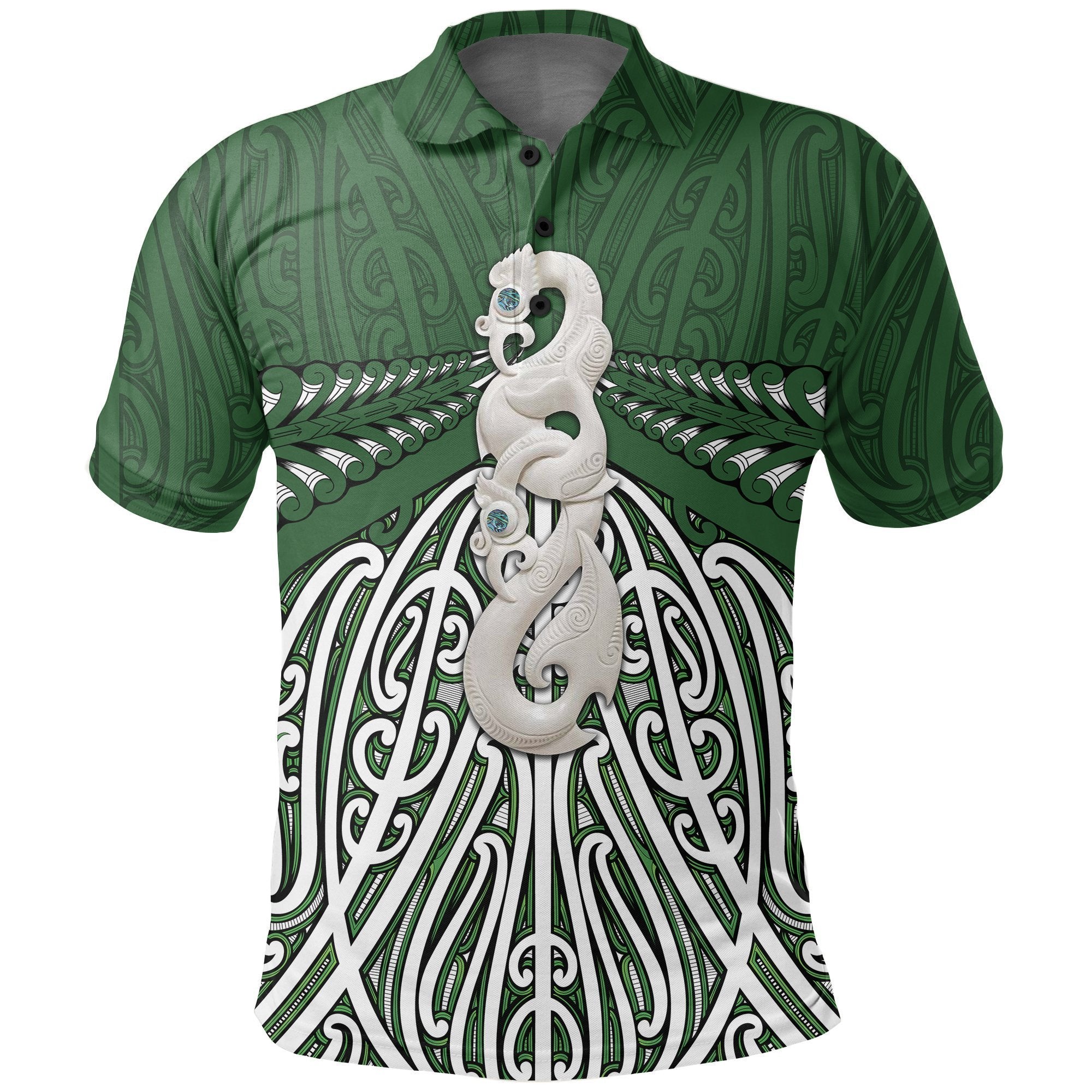 Maori Moko Tattoo Polo Shirt, Manaia Pounamu Golf Shirts Unisex Black - Polynesian Pride