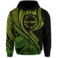 Mangaia Cook Islands Hoodie Green Polynesian Wave Style LT9 Zip Hoodie Green - Polynesian Pride