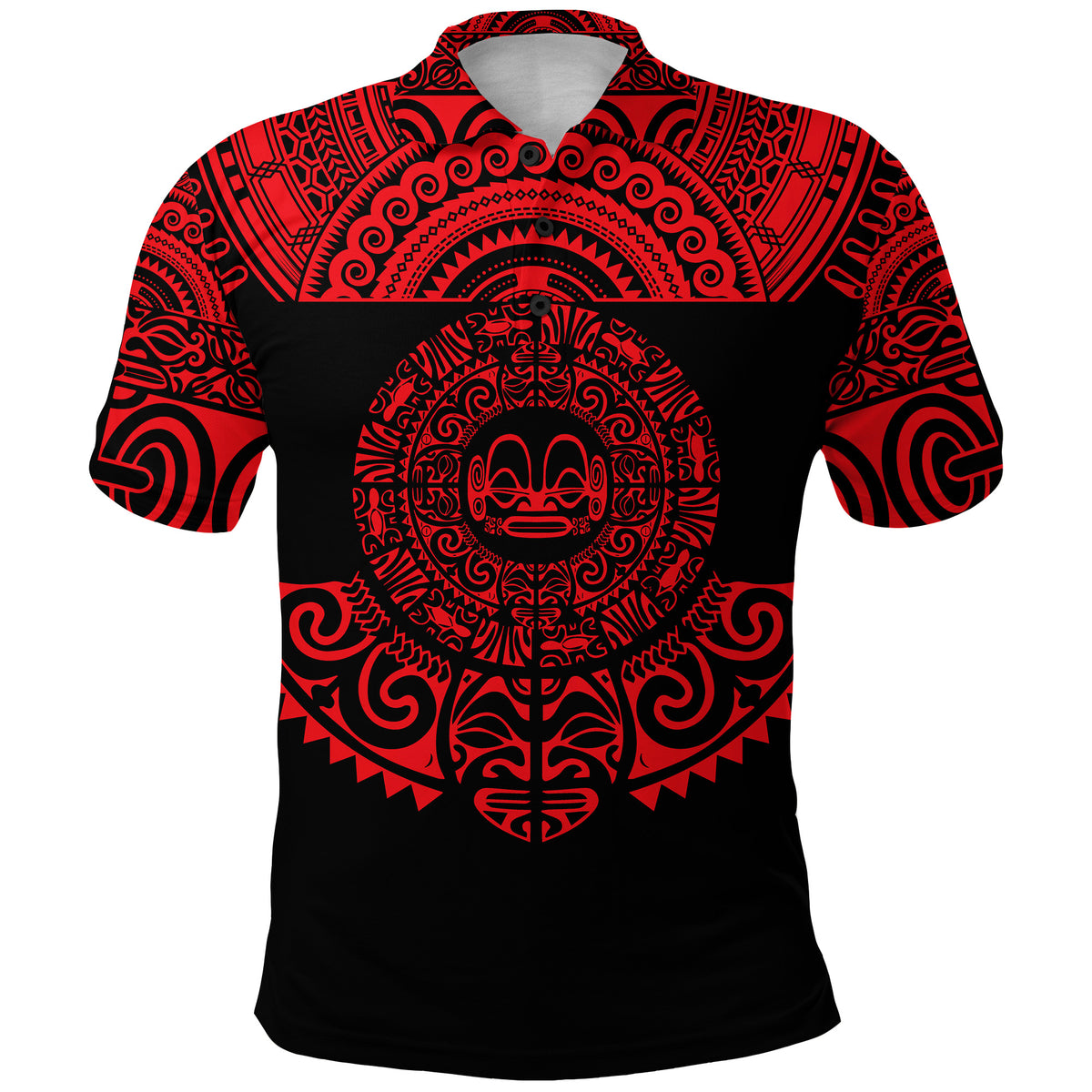 Marquesas Islands Polo Shirt Marquesan Tattoo Simplified Version Red LT8 - Polynesian Pride