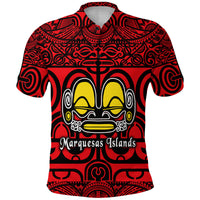 Custom Marquesas Islands Polo Shirt Marquesan Tattoo Simple Style Red LT8 - Polynesian Pride