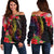 Marshall Islands Women's Off Shoulder Sweater - Tropical Hippie Style Black - Polynesian Pride