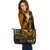Marshall Islands Leather Tote - Gold Color Cross Style - Polynesian Pride