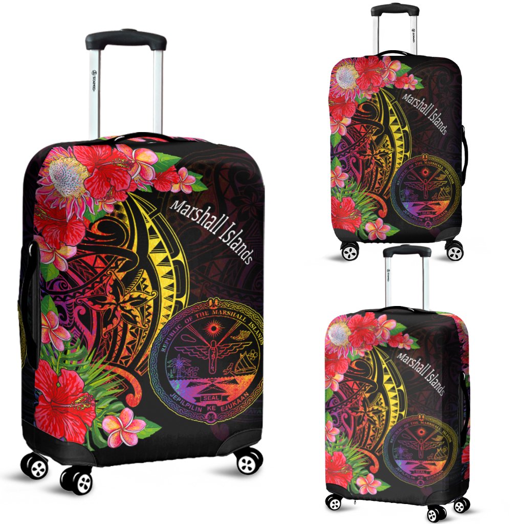 Marshall Islands Luggage Covers - Tropical Hippie Style Black - Polynesian Pride