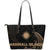 Marshall Islands Polynesian Leather Tote Bag - Gold Tribal Wave Black - Polynesian Pride