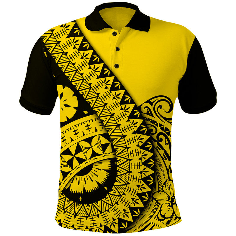 Polynesian Masi Kesa No2 Gold Style Polo Shirt LT9 Gold - Polynesian Pride