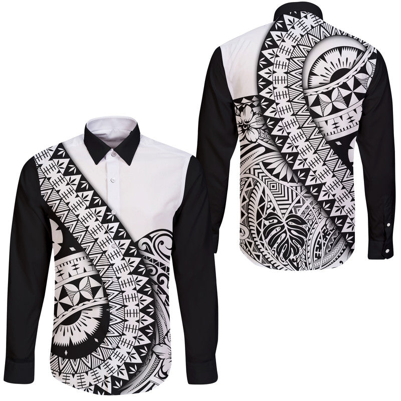 Polynesian Masi Kesa No2 Black Style Hawaii Long Sleeve Button Shirt LT9 Unisex Black - Polynesian Pride