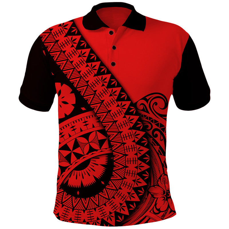 Polynesian Masi Kesa No2 Red Style Polo Shirt LT9 Red - Polynesian Pride