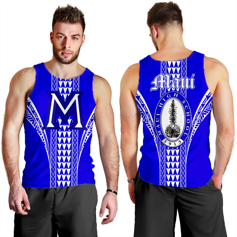 Hawaii Men's Tank Top - Maui High Tank Top AH Blue - Polynesian Pride