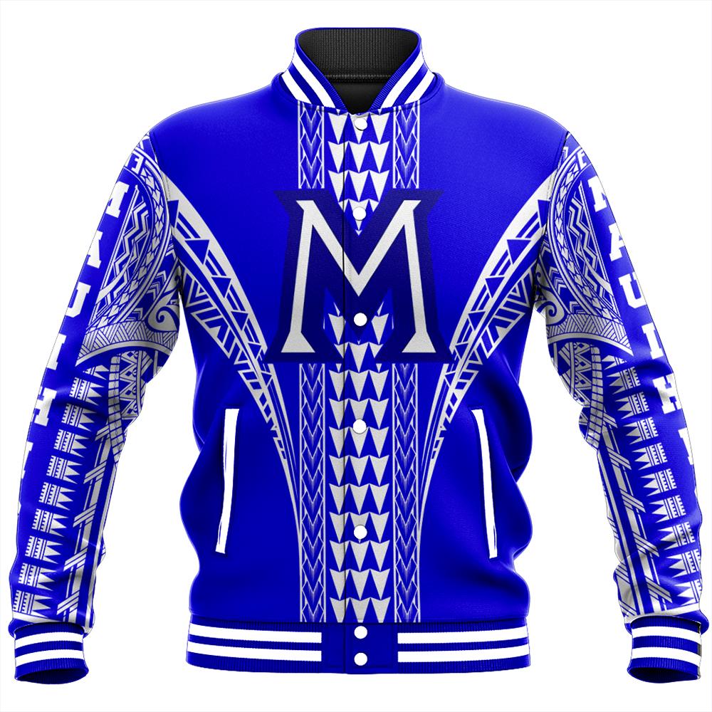 Hawaii Baseball Jacket - Maui High Baseball Jacket - AH Unisex Blue - Polynesian Pride