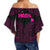 Hawaiian Kanaka Map Polynesian Maui Women's Off Shoulder Wrap Waist Top - Pink - Brad Style - AH - Polynesian Pride