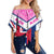 Hawaii Flag Maui Women's Off Shoulder Wrap Waist Top - Pink - Mit Style - AH Female Pink - Polynesian Pride