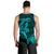 (Custom Personalised) Hawaii Men Tank Top Shark and Turtle Mix Kakau Turquoise LT9 - Polynesian Pride