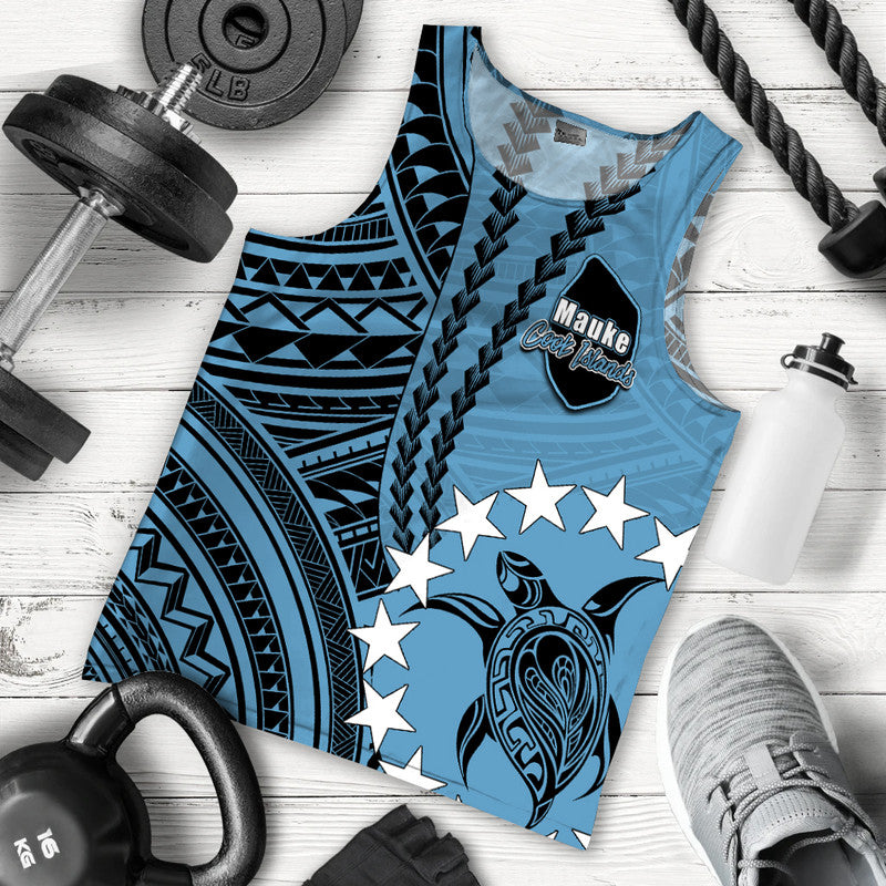 Cook Islands Mauke Polynesian Men Tank Top LT6 Blue - Polynesian Pride