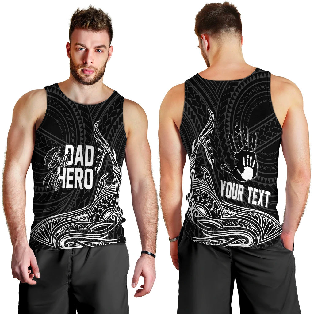 Fathers Day Polynesian Personalised Men Tank Top My Dad My Hero LT7 Black - Polynesian Pride