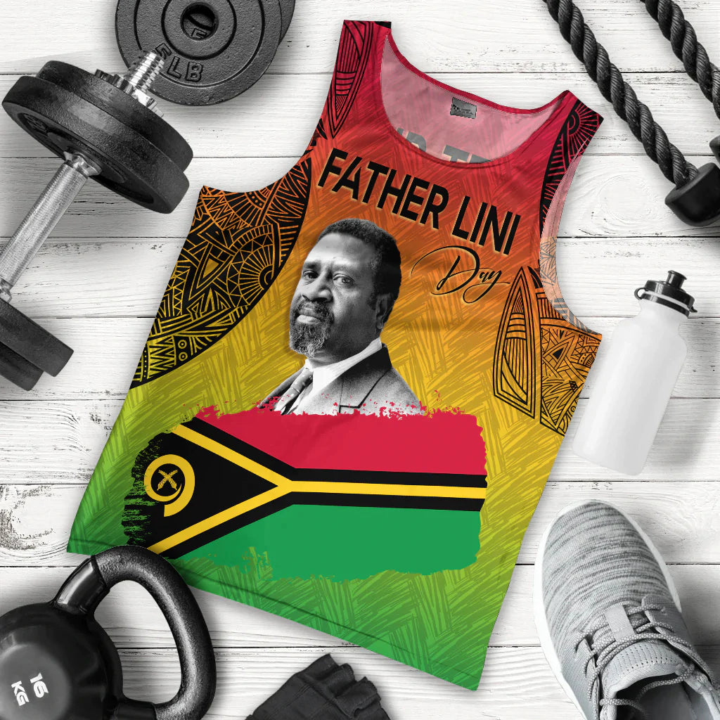 Vanuatu Father Lini Quote Men Tank Top Flag Style - Black LT7 Art - Polynesian Pride