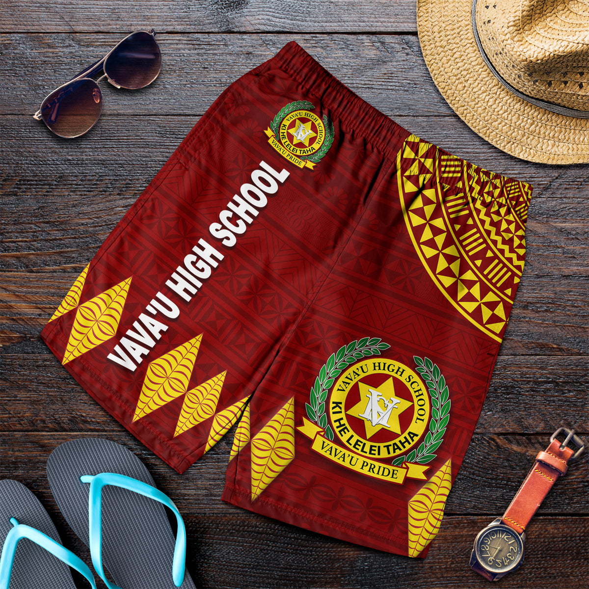 Tonga Vava'u High School Men Short Simple Style - Maroon LT8 - Polynesian Pride