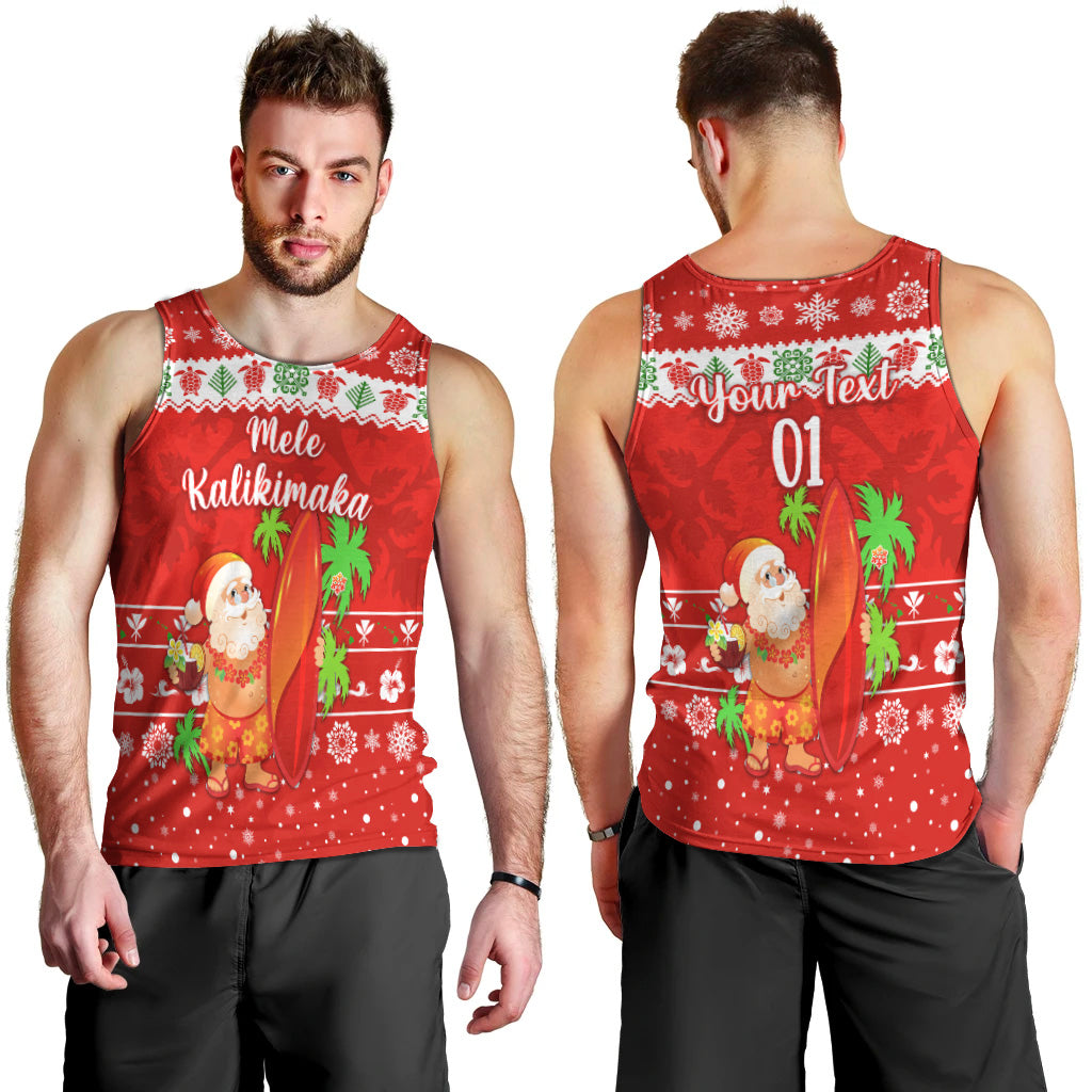 (Custom Personalised) Hawaii Christmas Men Tank Top Santa Claus Surfing Simple Style - Red LT8 - Polynesian Pride