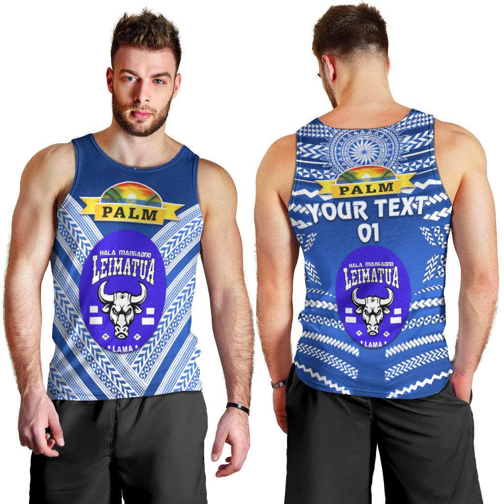 (Custom Personalised) Mate Ma'a Tonga Men Tank Top Leimatu'a Bulls Creative Style - Blue NO.1, Custom Text And Number LT8 Blue - Polynesian Pride