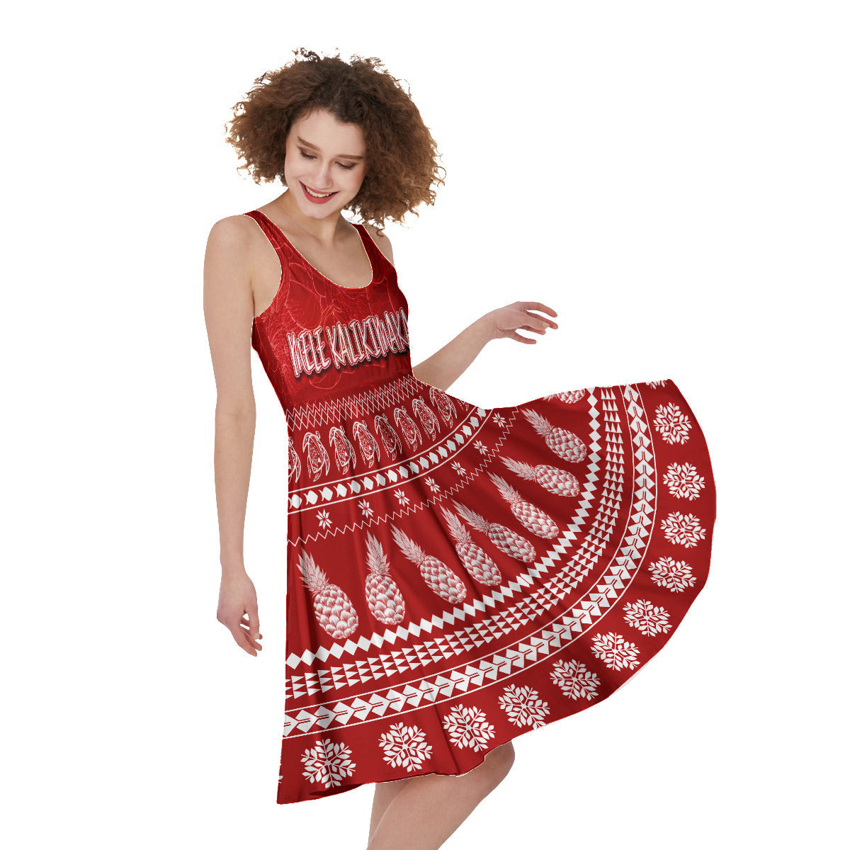 Hawaii Christmas Women's Midi Dress Mele Kalikimaka LT7 Red - Polynesian Pride