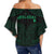 Hawaiian Kanaka Map Polynesian Molokai Women's Off Shoulder Wrap Waist Top - Green - Brad Style - AH - Polynesian Pride