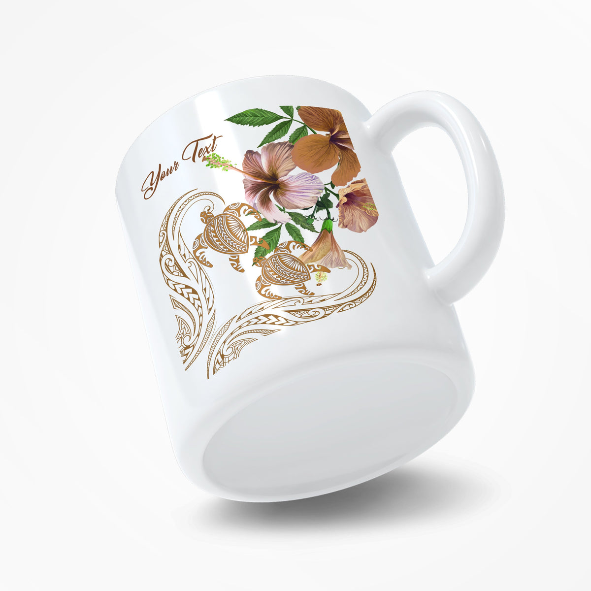 (Personalized) Hawaii Couple Turtle Kanaka Hibiscus Valentine Mug - Eras Style - AH White Mug - Polynesian Pride