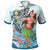 Nauru Polo Shirt Polynesian Girls With Shark Unisex Blue - Polynesian Pride