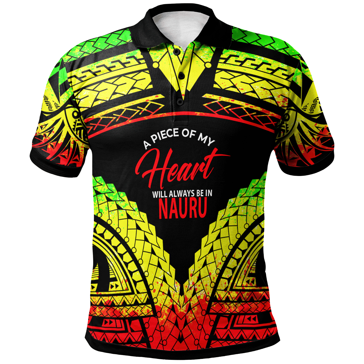 Nauru Polo Shirt A Piece Of My Heart Unisex Black - Polynesian Pride