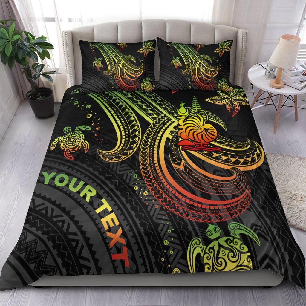 New Caledonia Custom Personalised Bedding Set - Reggae Turtle Reggae - Polynesian Pride